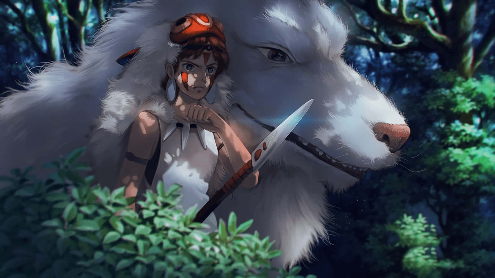 Princess Mononoke, Studio Ghibli, white wolf, HD Desktop Wallpaper