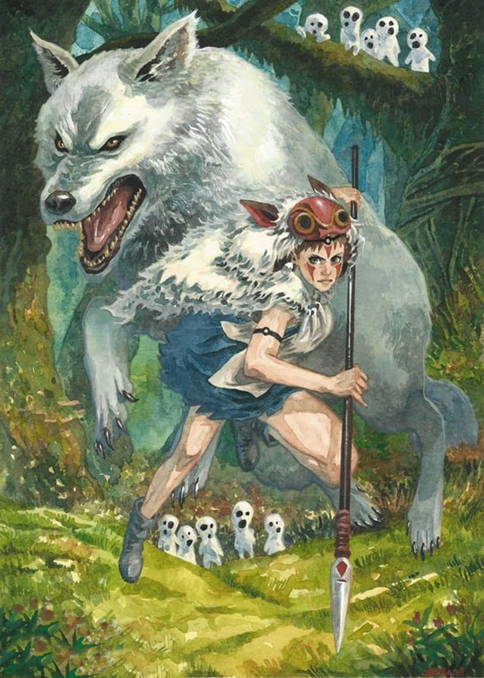 Princess Mononoke, Studio Ghibli, white wolf, HD Phone Wallpaper