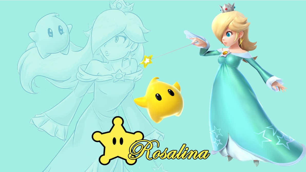 Princess Rosalina, teal gown, yellow Luma, SD Desktop Wallpaper