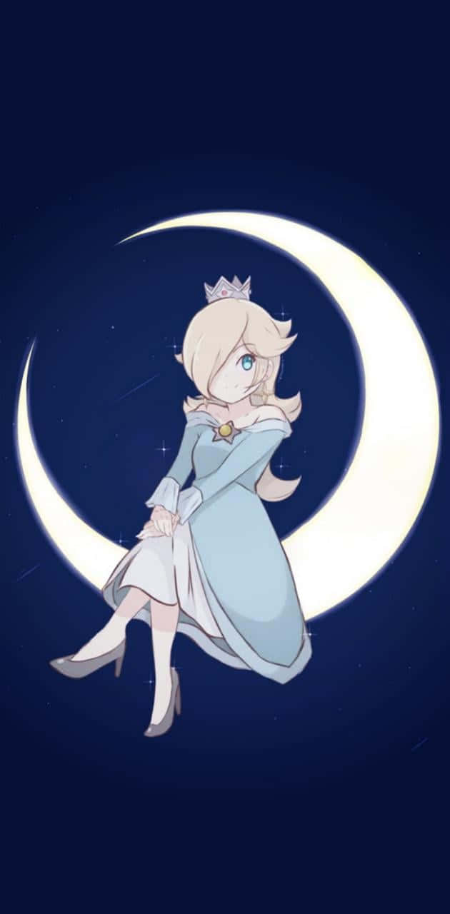Princess Rosalina, blue gown, glowing crescent moon, HD Phone Wallpaper