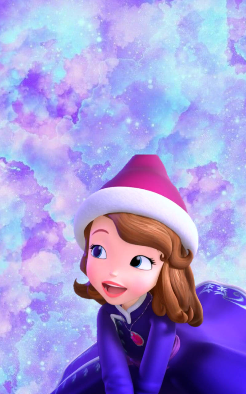 Princess Sofia, purple Christmas hat, purple dress, HD Phone Wallpaper