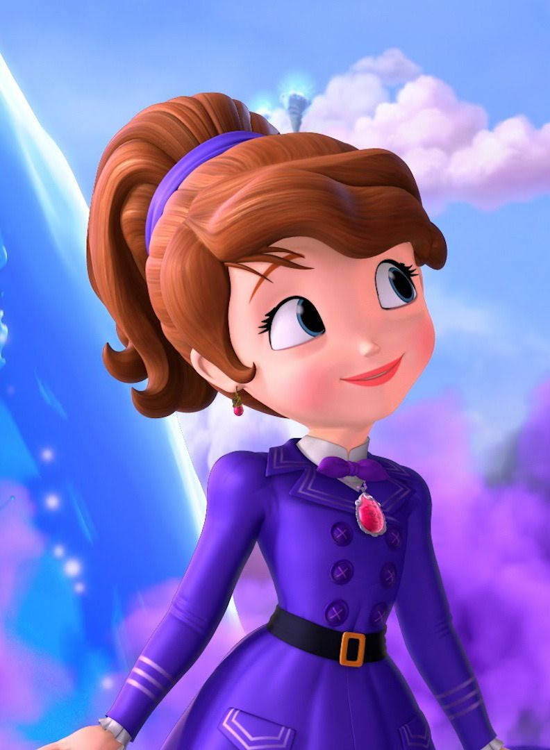 Princess Sofia, purple dress, brown hair, SD Phone Wallpaper
