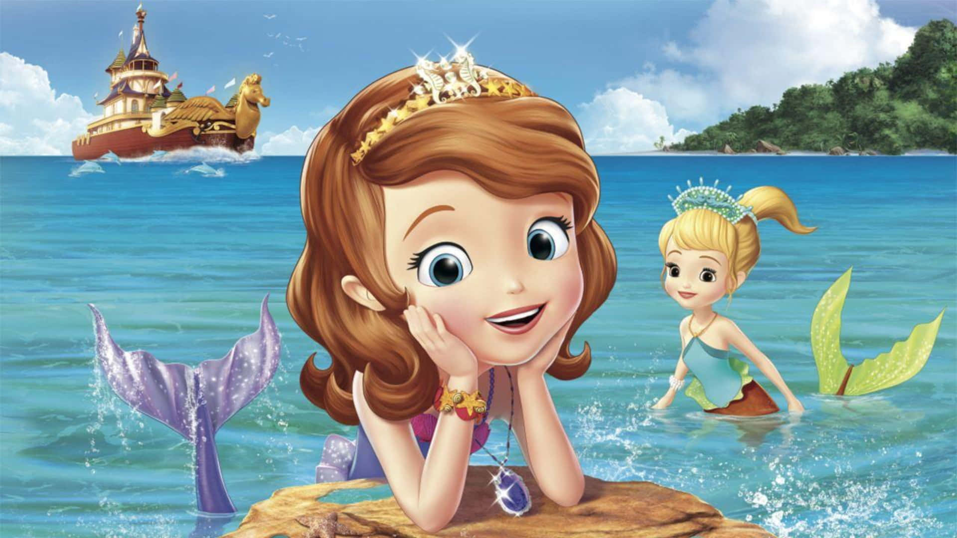 Princess Sofia, mermaid princesses, turquoise waters, Full HD Desktop Wallpaper