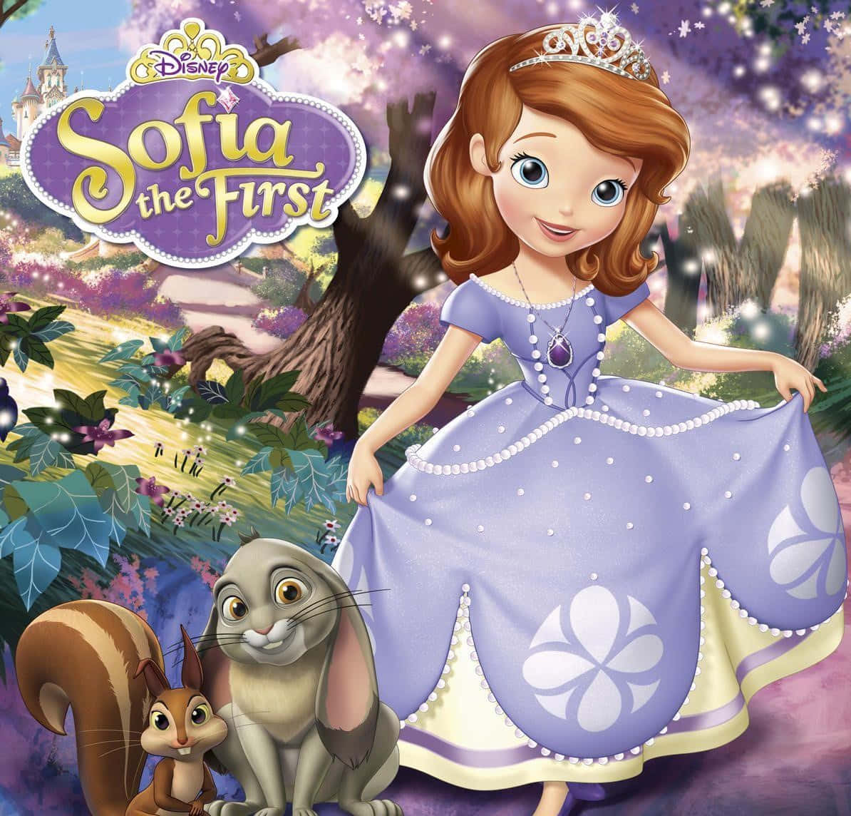 Princess Sofia, purple gown, magical forest, SD Desktop Wallpaper