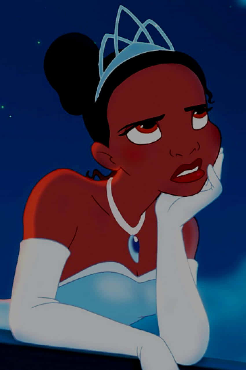 Princess Tiana, crown, starry night sky, SD Phone Wallpaper