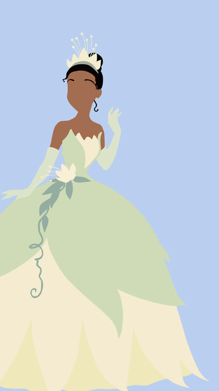Princess Tiana, green and cream gown, floral vine, HD Phone Wallpaper