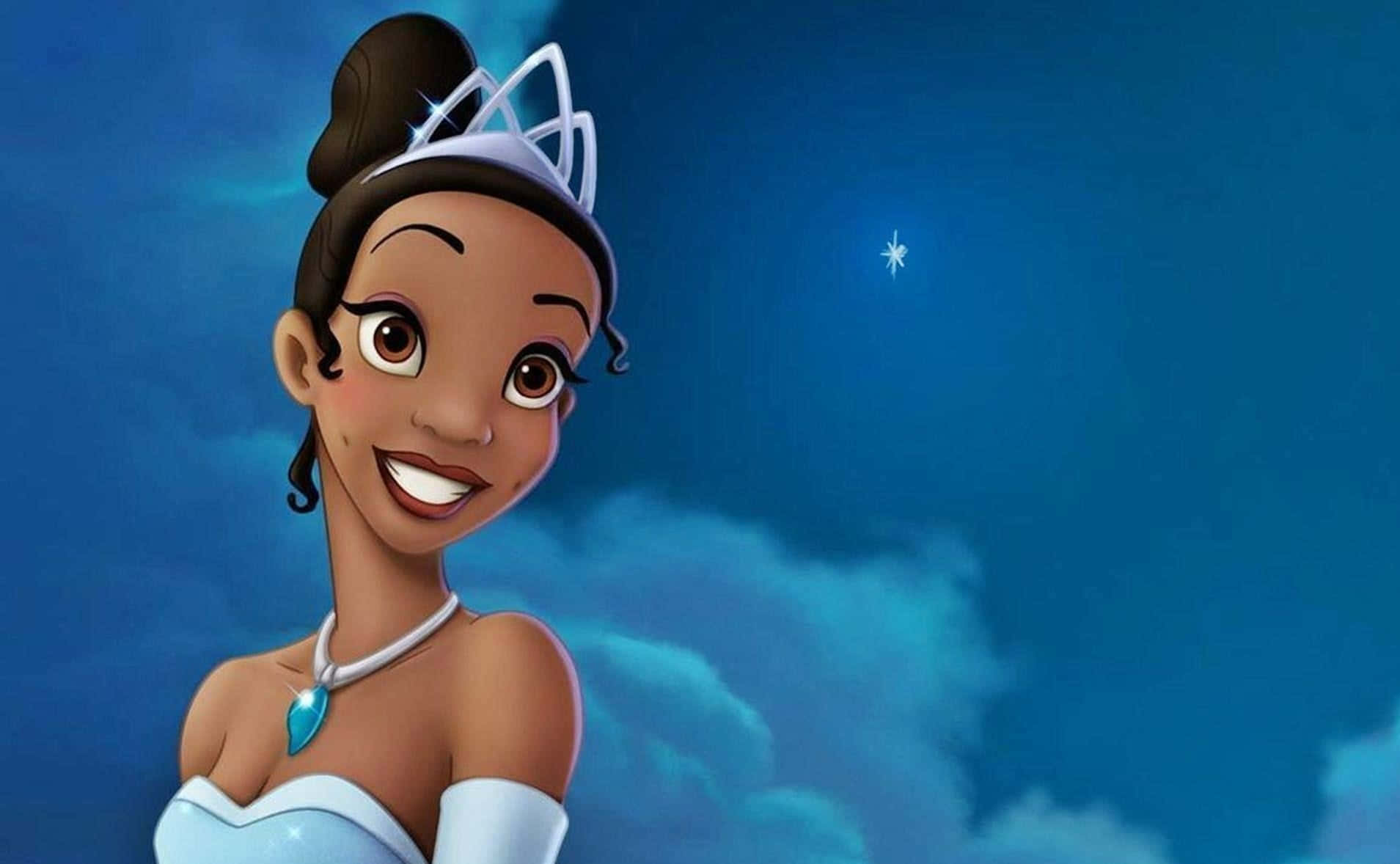 Princess Tiana, blue gown, tiara, HD Desktop Wallpaper