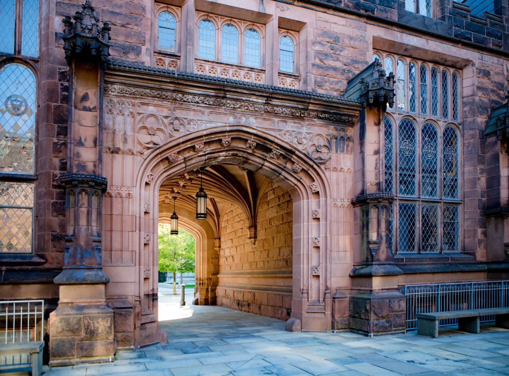 Princeton University, Gothic stone archway, intricate carvings, Full HD Desktop Wallpaper