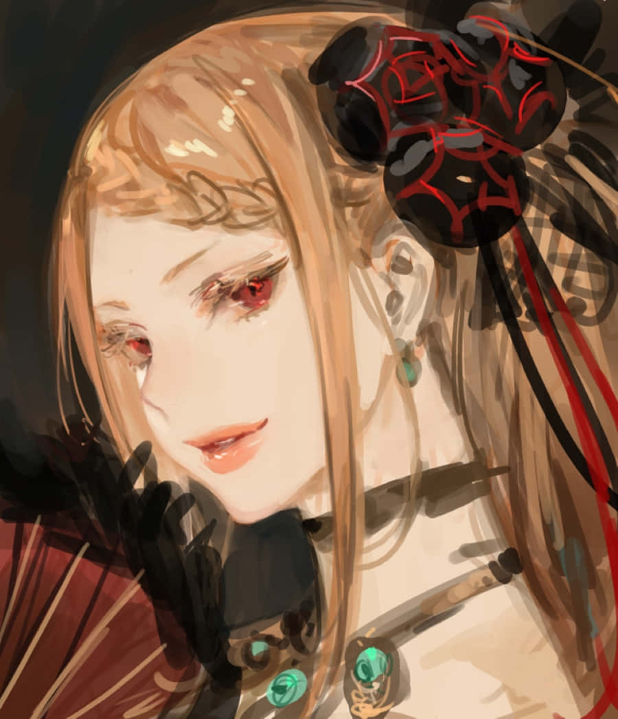 Priscilla Barielle, red eyes, blonde hair, SD Phone Wallpaper