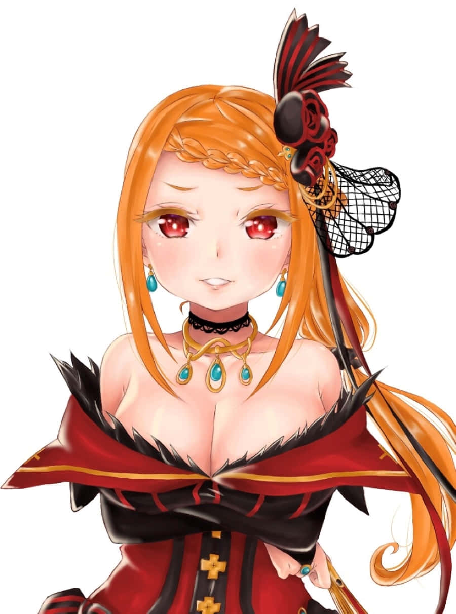 Priscilla Barielle, orange hair, red eyes, SD Phone Wallpaper