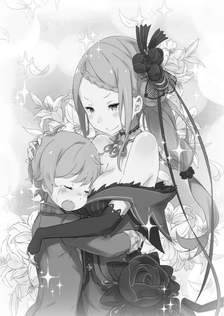 Priscilla Barielle, black and white anime illustration, girl, SD Phone Wallpaper