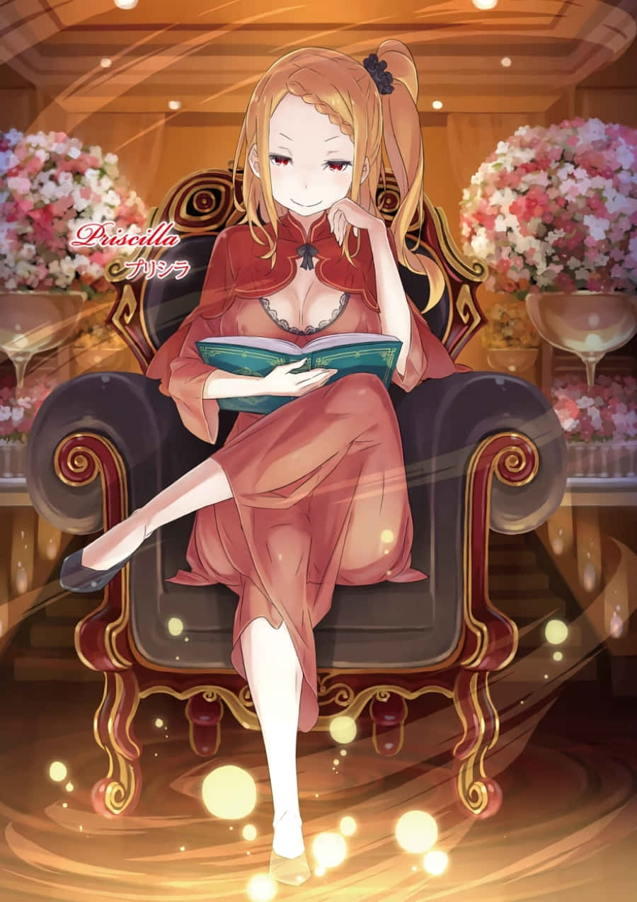 Priscilla Barielle, blonde hair, ornate chair, SD Phone Wallpaper