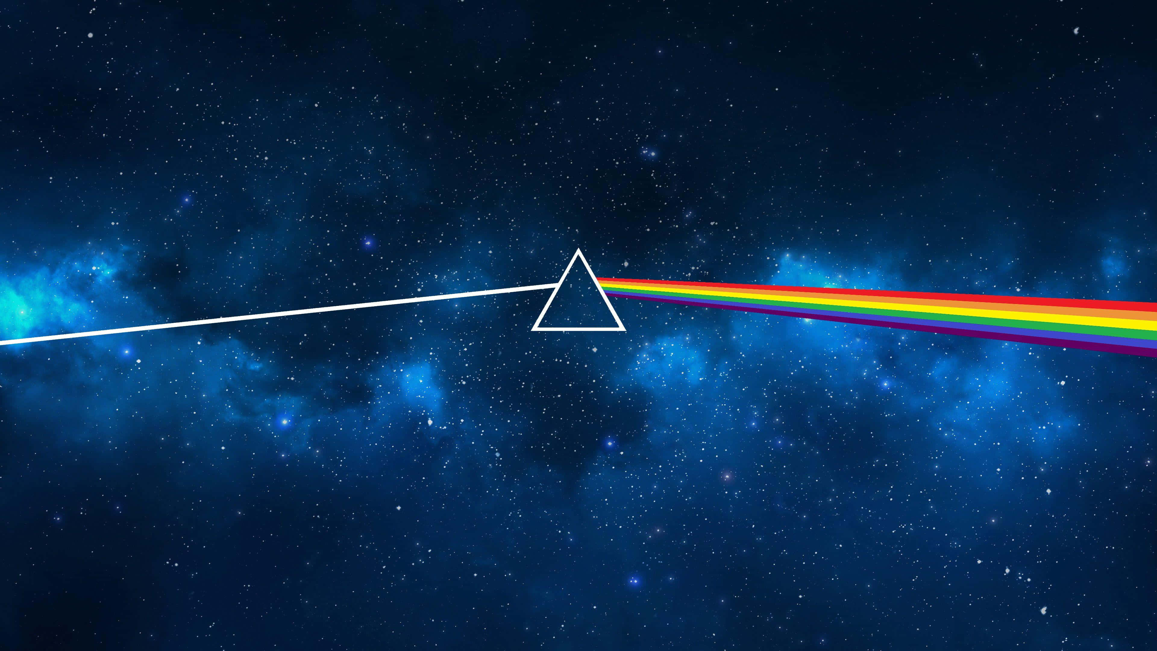 Dark Side of the Moon, white triangle prism, vibrant rainbow, 4K Desktop Wallpaper