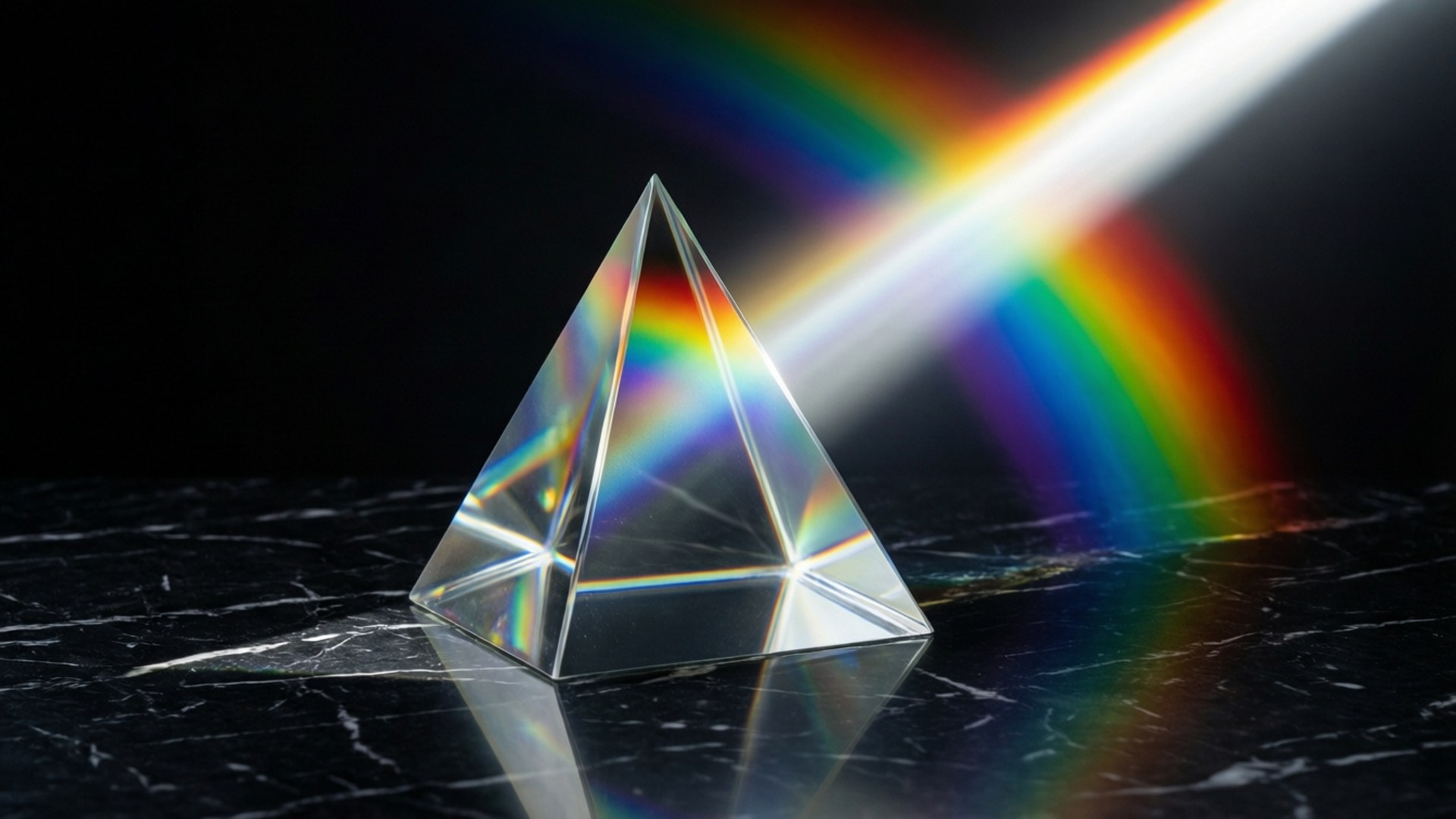 Prism, rainbow spectrum, clear glass pyramid, Full HD Desktop Wallpaper