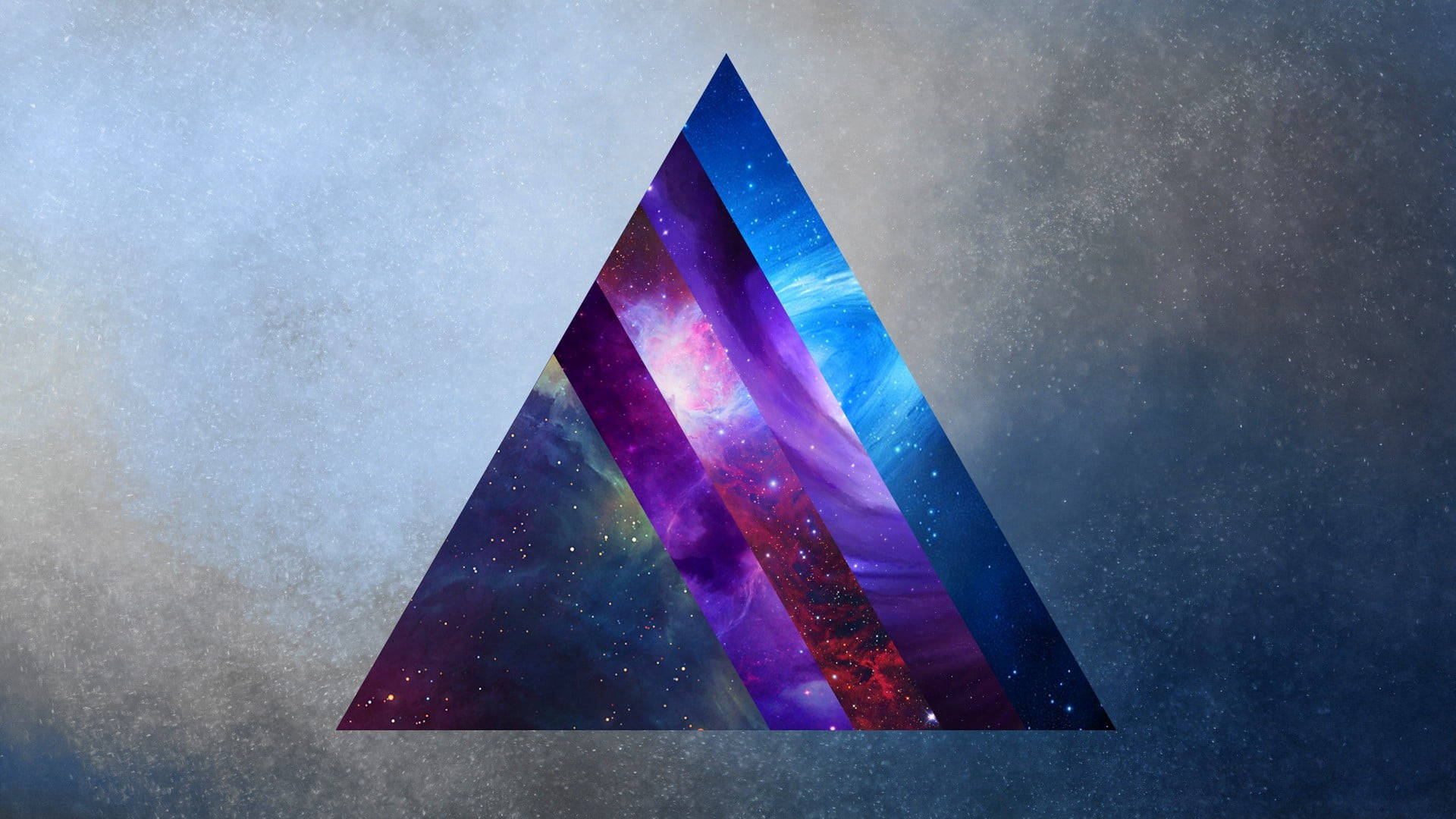triangular prism, galaxy, vibrant nebulae, Full HD Desktop Wallpaper