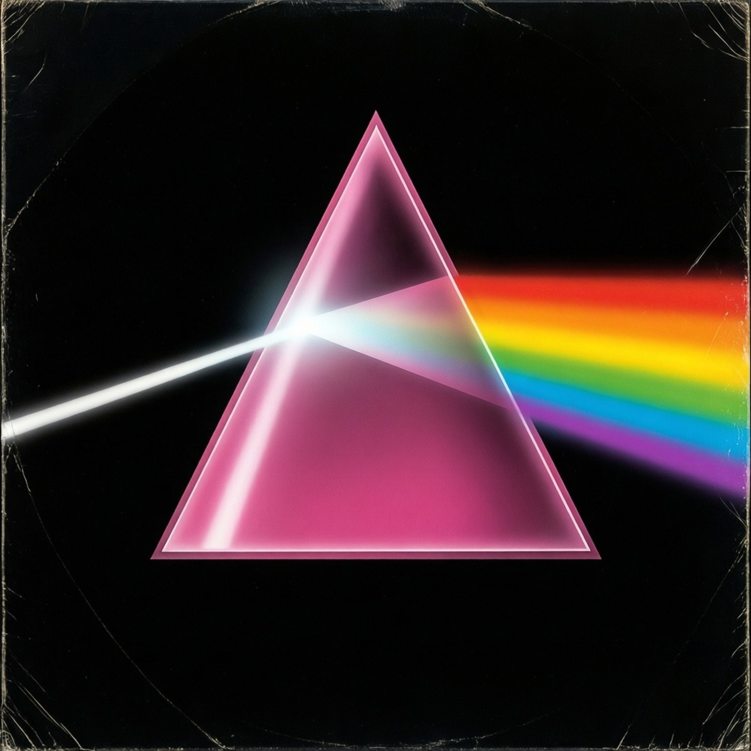 Dark Side Prism, glowing pink glass prism, white light beam, HD Desktop Wallpaper