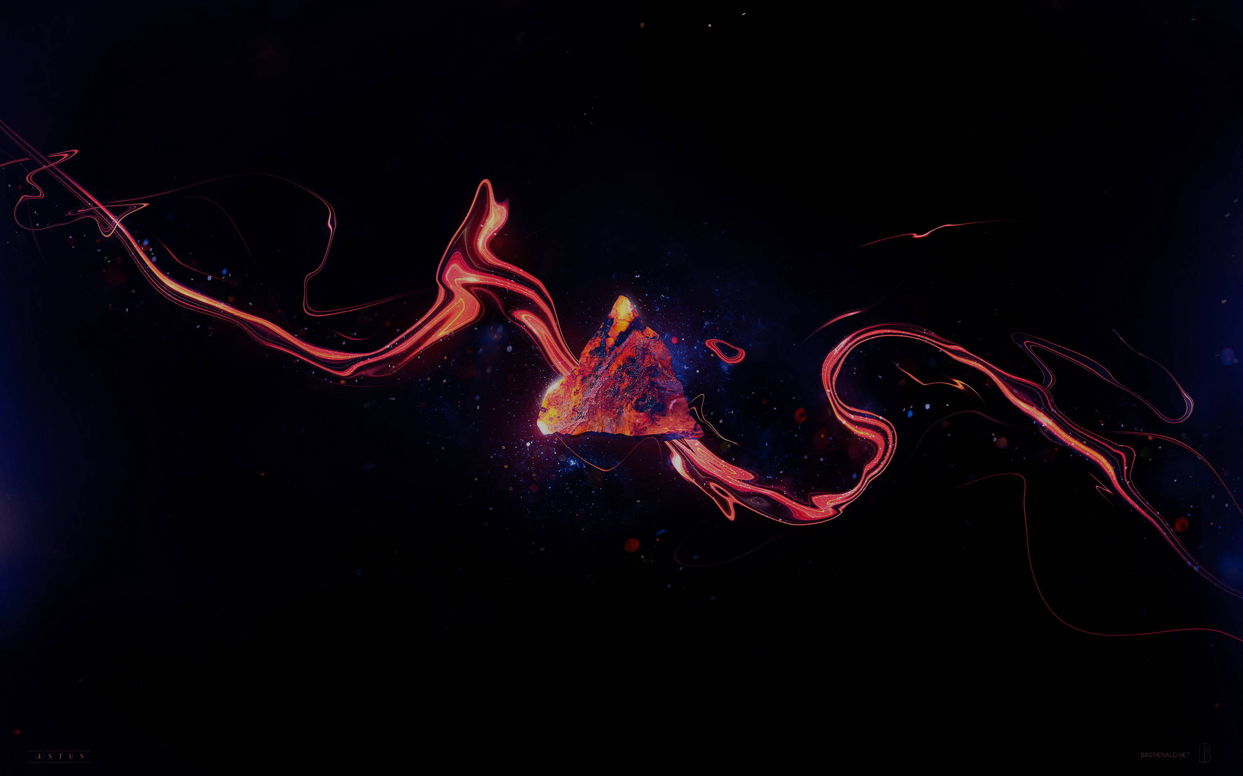 Prism, fiery mountain, cosmic space, 2K Desktop Wallpaper