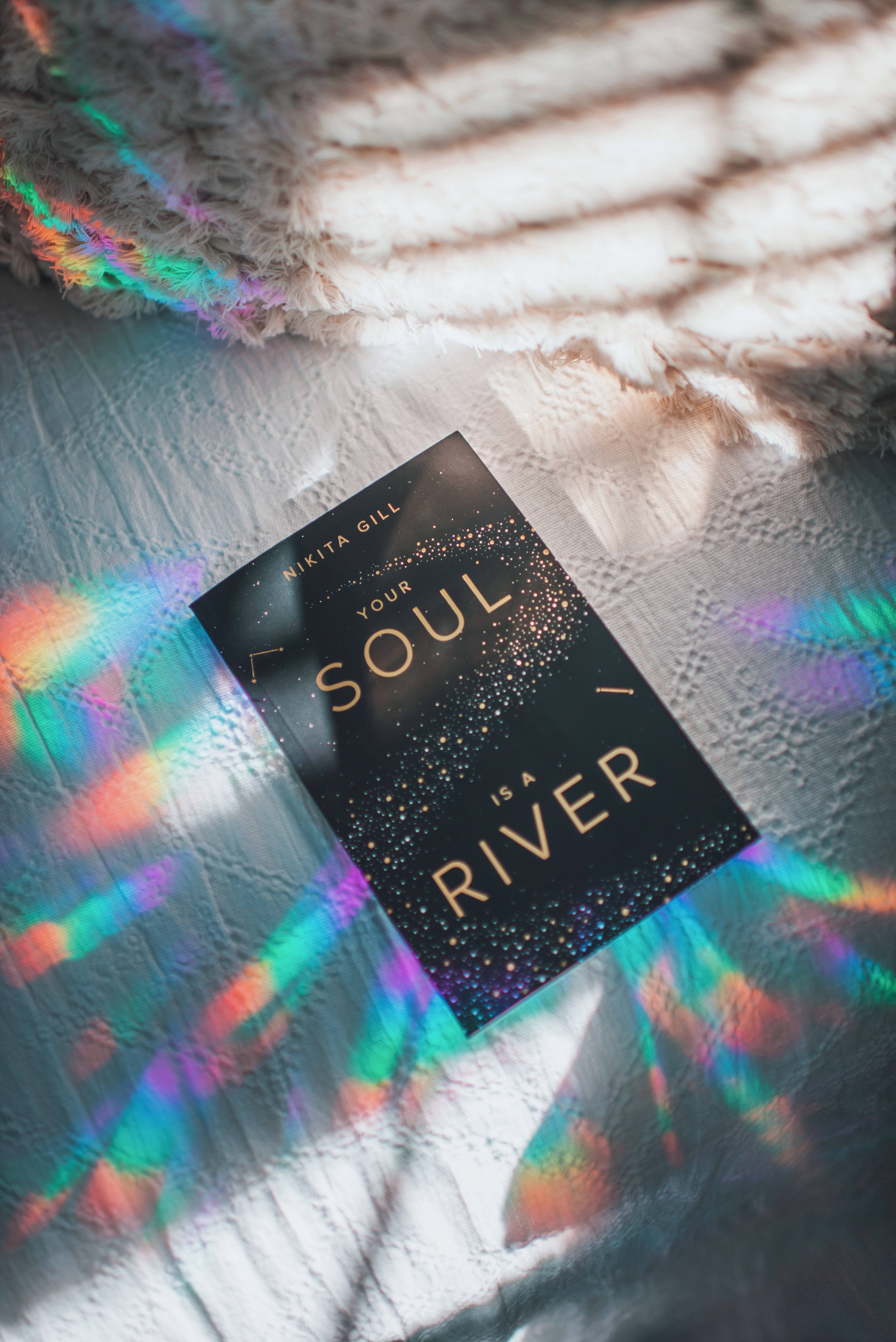 rainbow prism, Your Soul Is a River, textured surface, 5K Phone Wallpaper