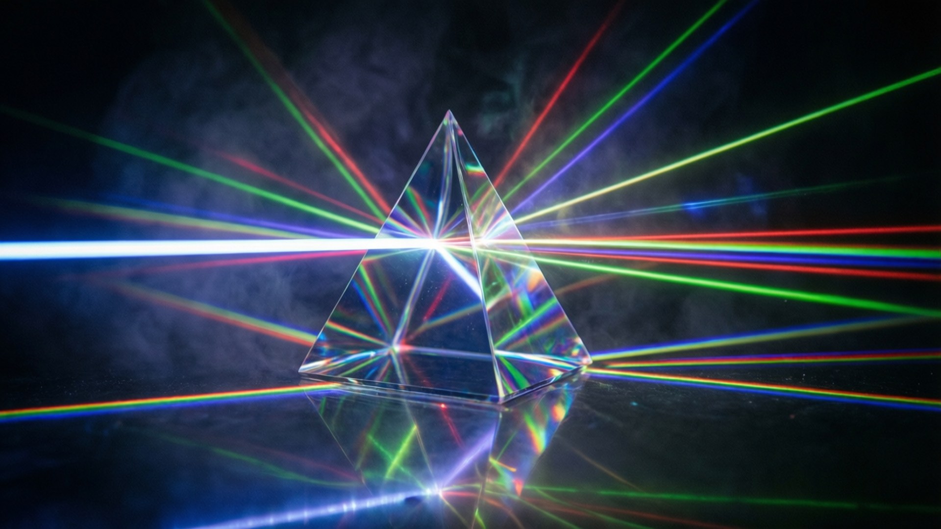 laser prism experiment, clear glass prism, vibrant laser beams, Full HD Desktop Wallpaper