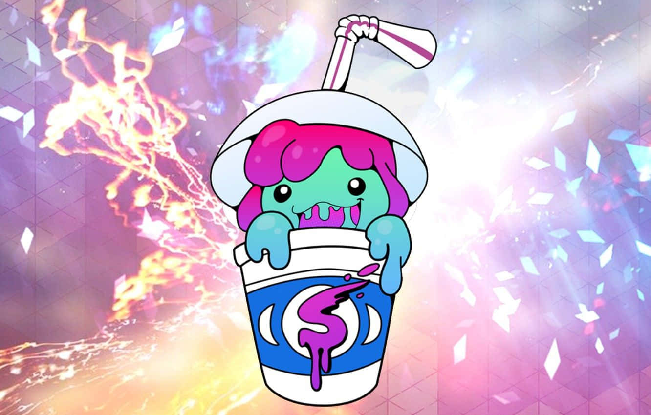 iridescent slushy monster, green monster, pink hair, HD Desktop Wallpaper