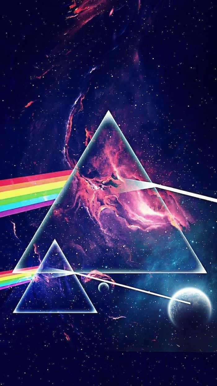 galaxy blue aesthetic, triangular prism, rainbow light, SD Phone Wallpaper