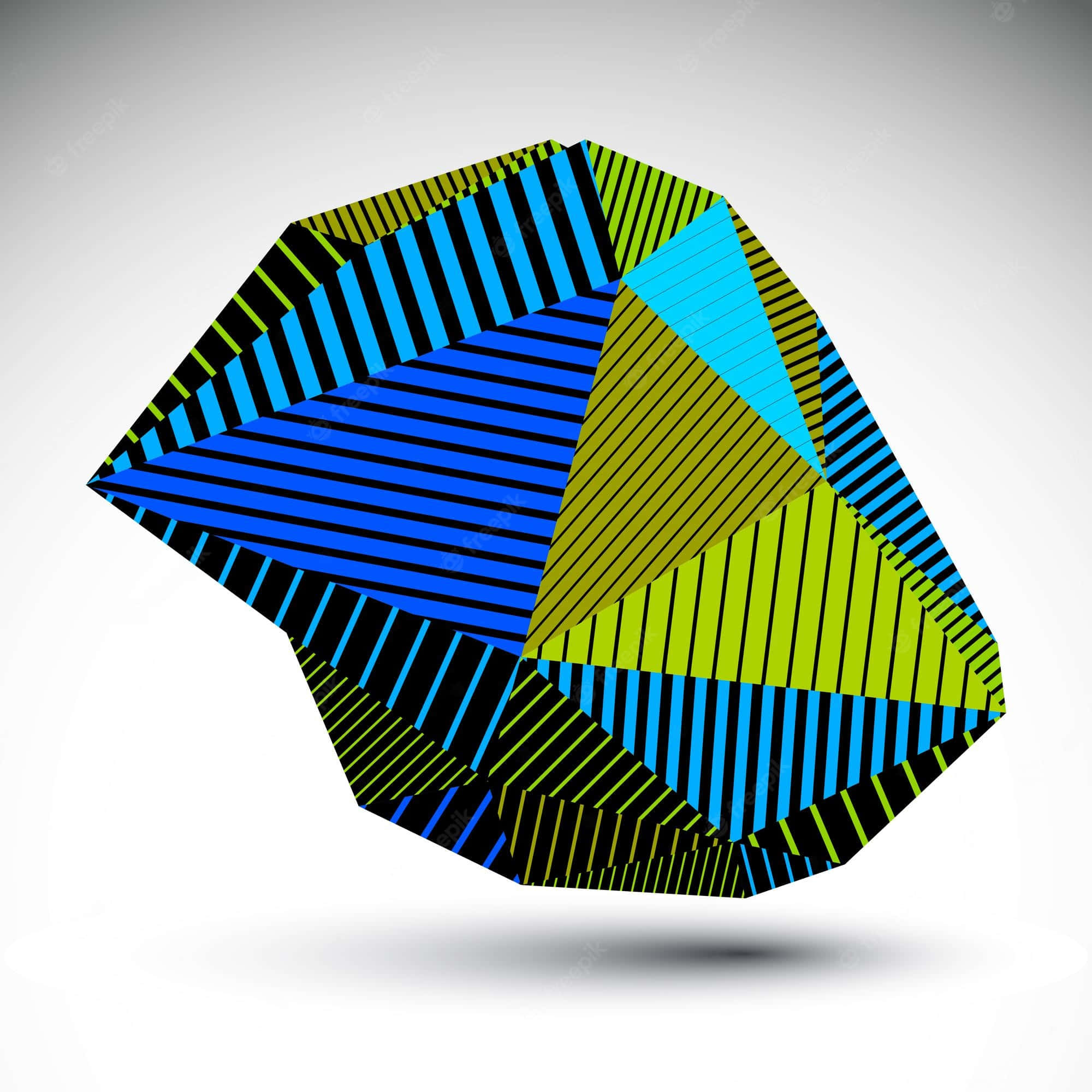 multifaceted prism shape, blue, lime green, Full HD Desktop Wallpaper
