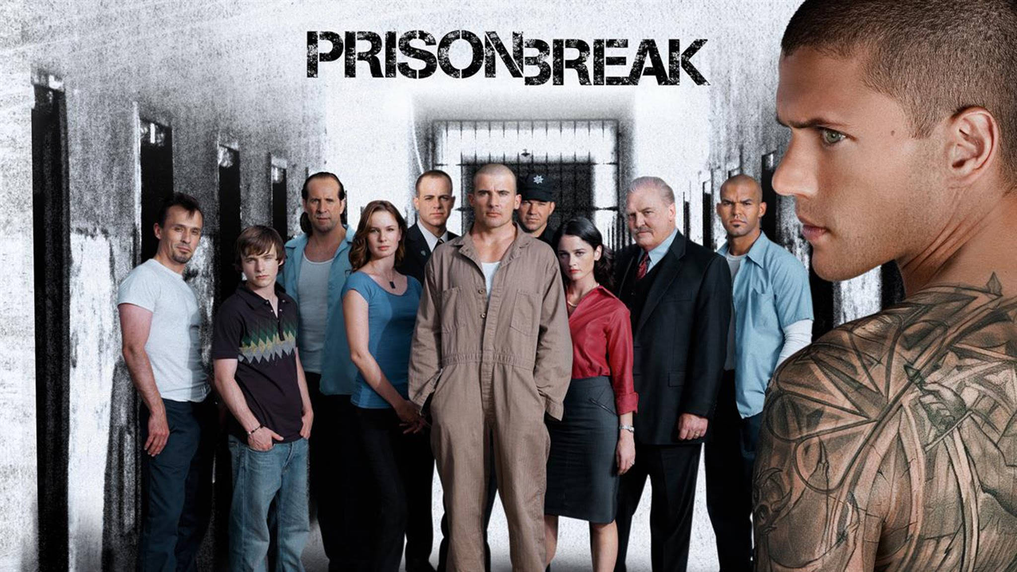 Prison Break, prison corridor, tattooed man, Full HD Desktop Wallpaper