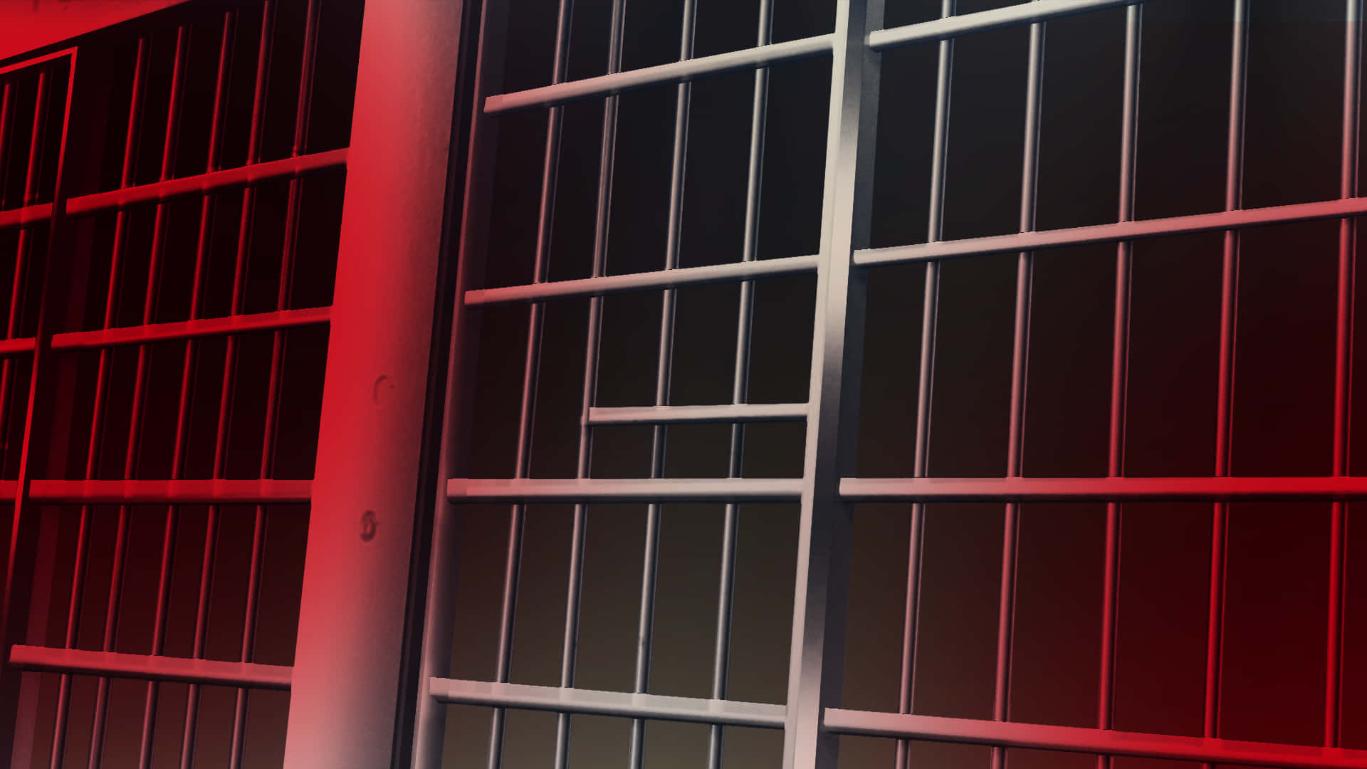 prison bars, red lighting, confined space, Full HD Desktop Wallpaper