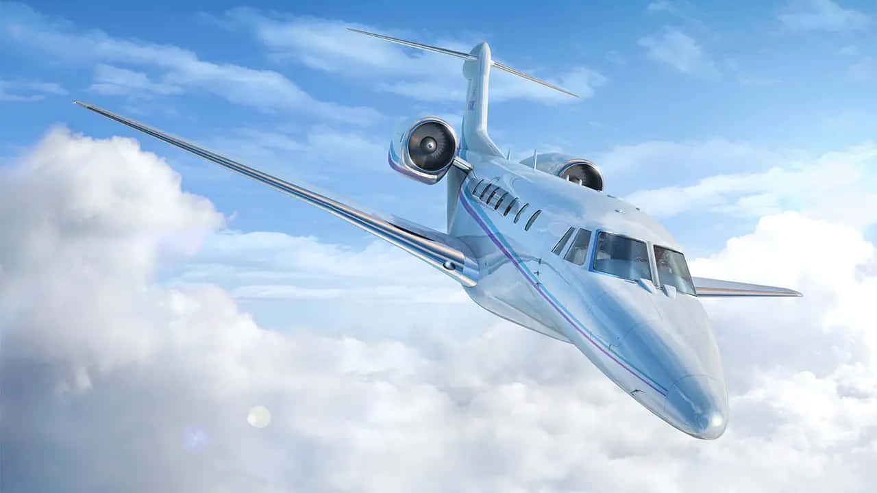 private jet, white, clouds, HD Desktop Wallpaper