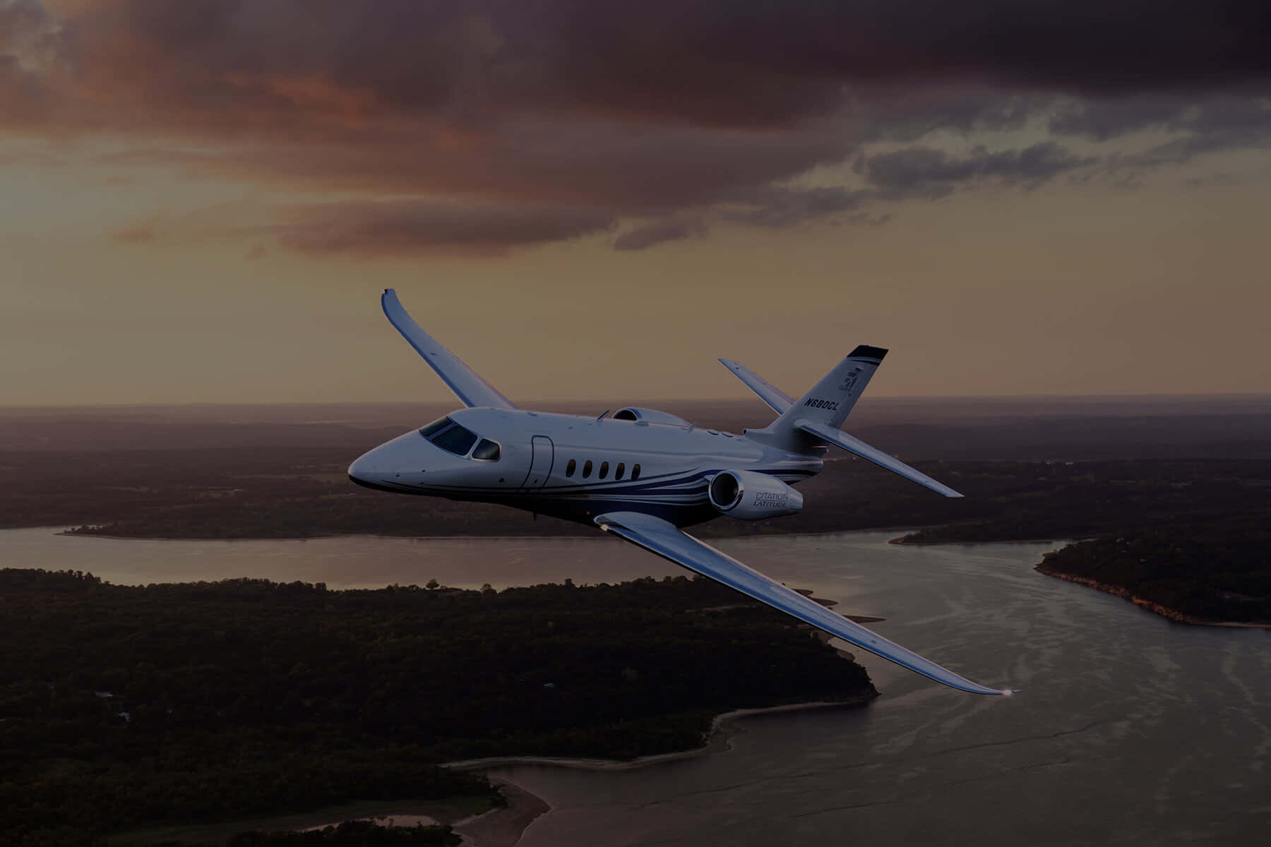 private jet, sleek white, winding river, HD Desktop Wallpaper