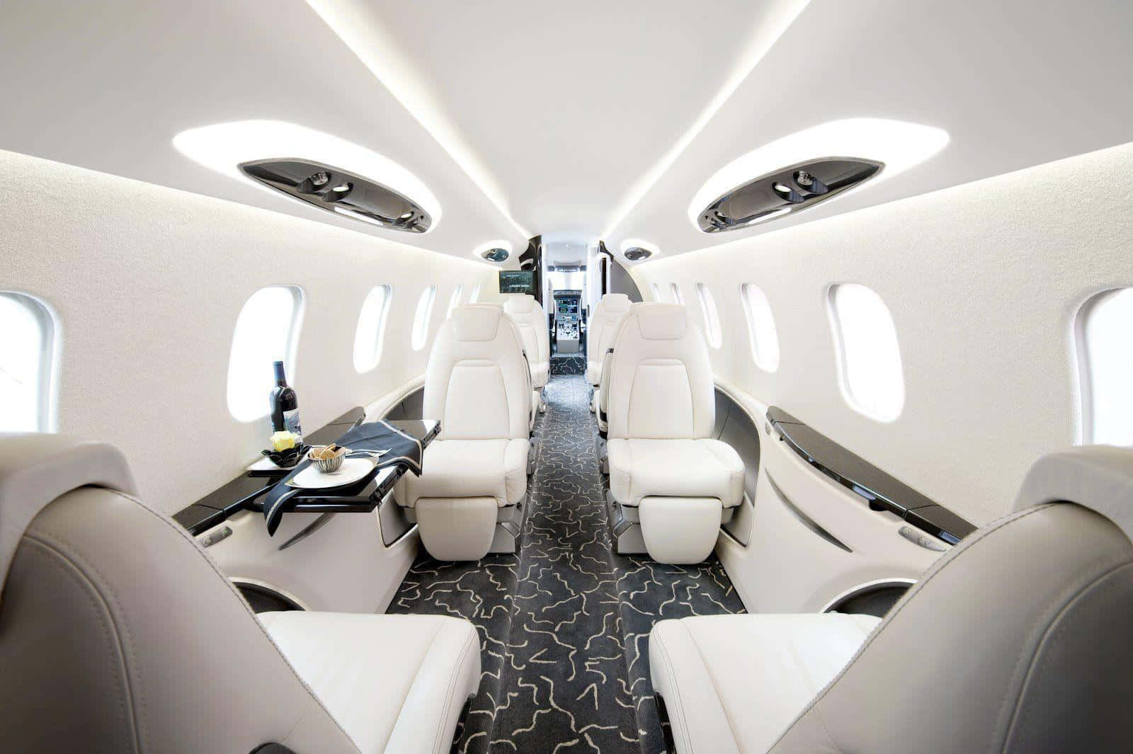 private jet, white leather seats, patterned carpet, HD Desktop Wallpaper