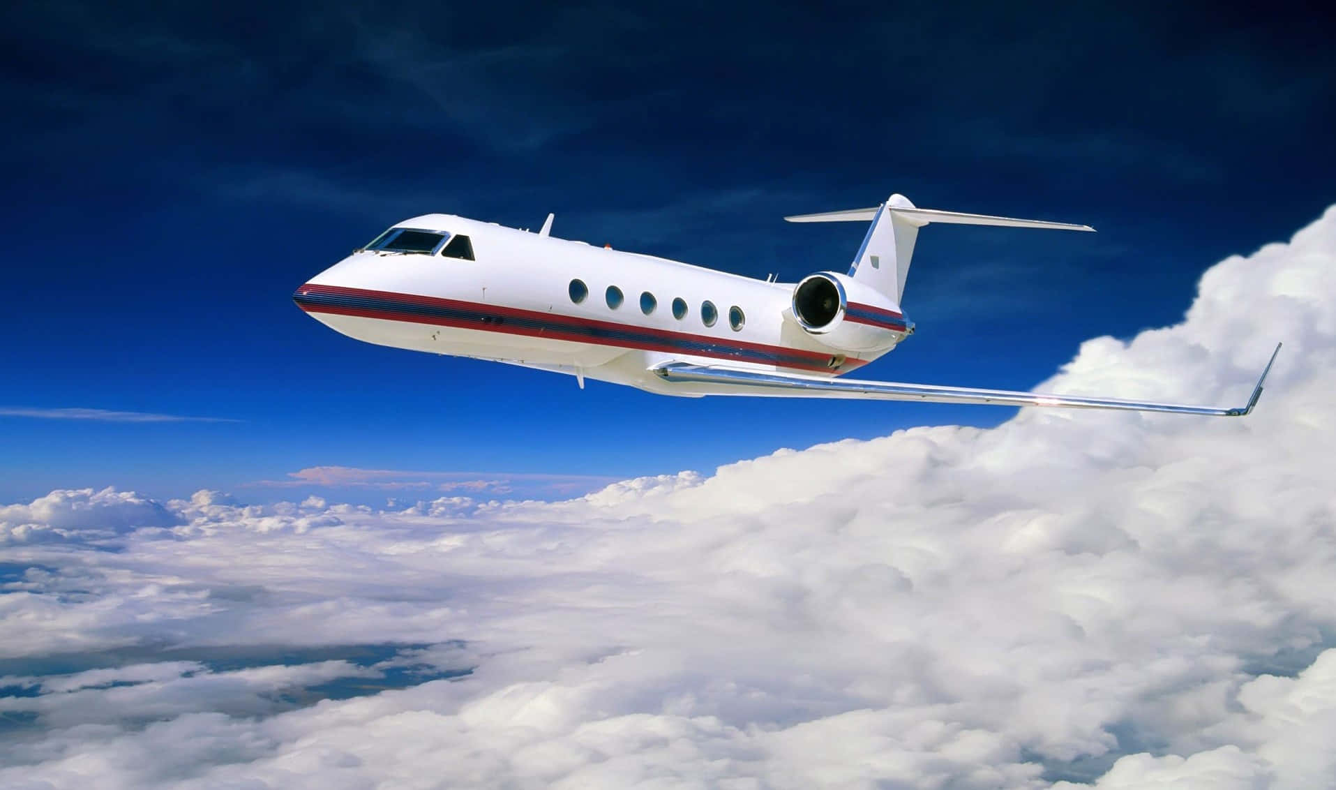 private jet, white, clouds, HD Desktop Wallpaper