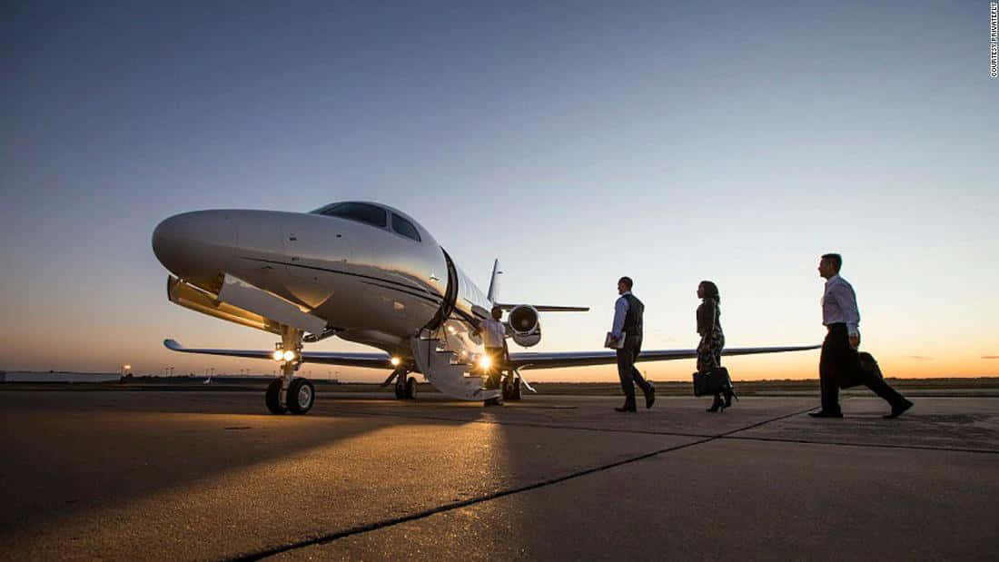 private jet, runway, golden hour, SD Desktop Wallpaper
