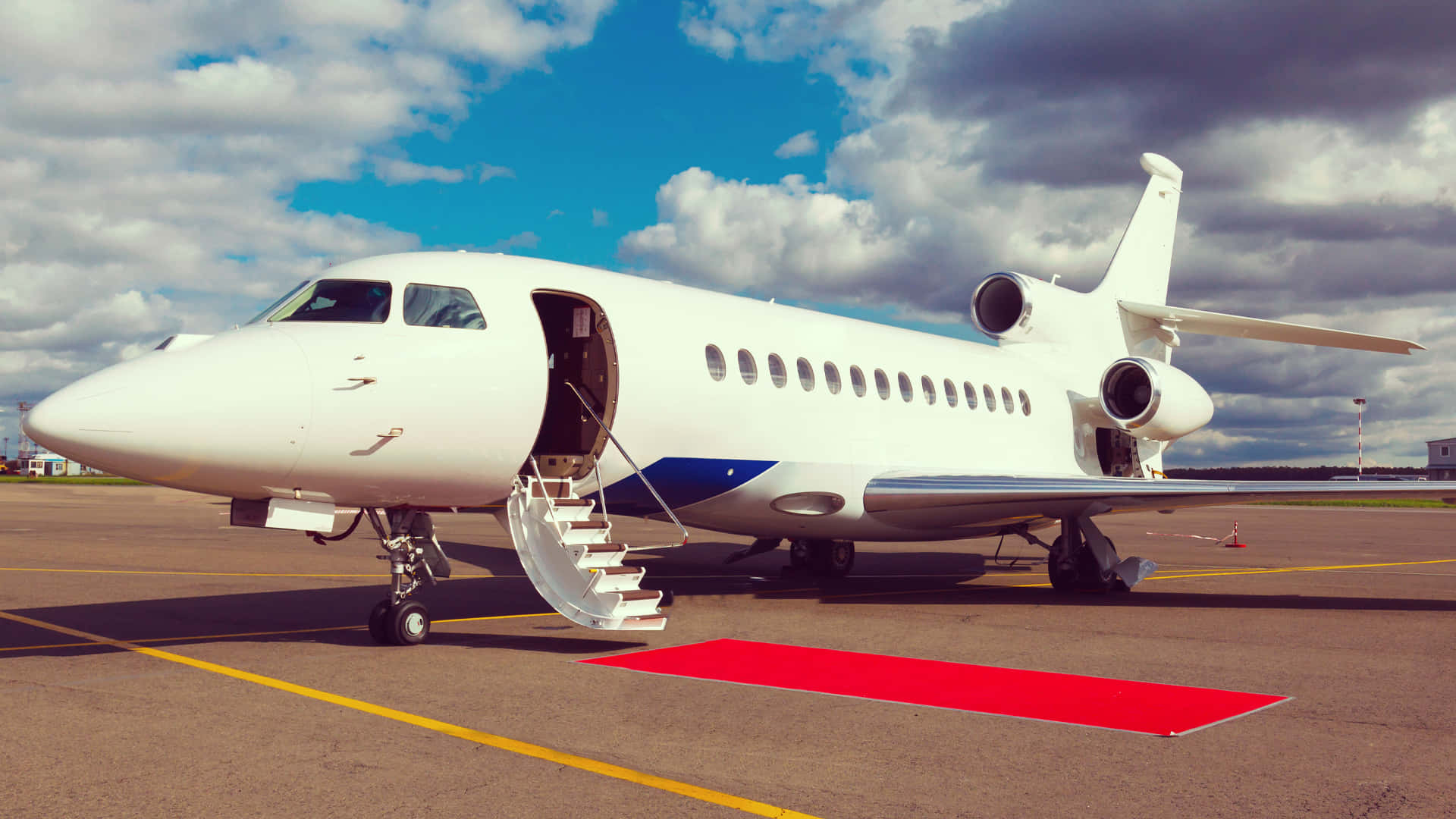 Private Jet, carpet, white private jet, Full HD Desktop Wallpaper