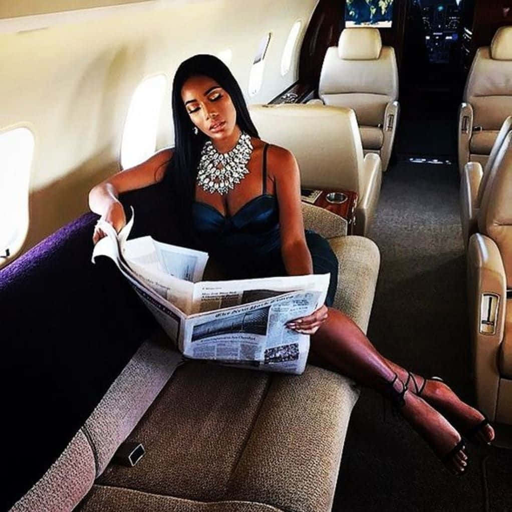 private jet, luxury private jet cabin, dark blue dress, SD Desktop Wallpaper