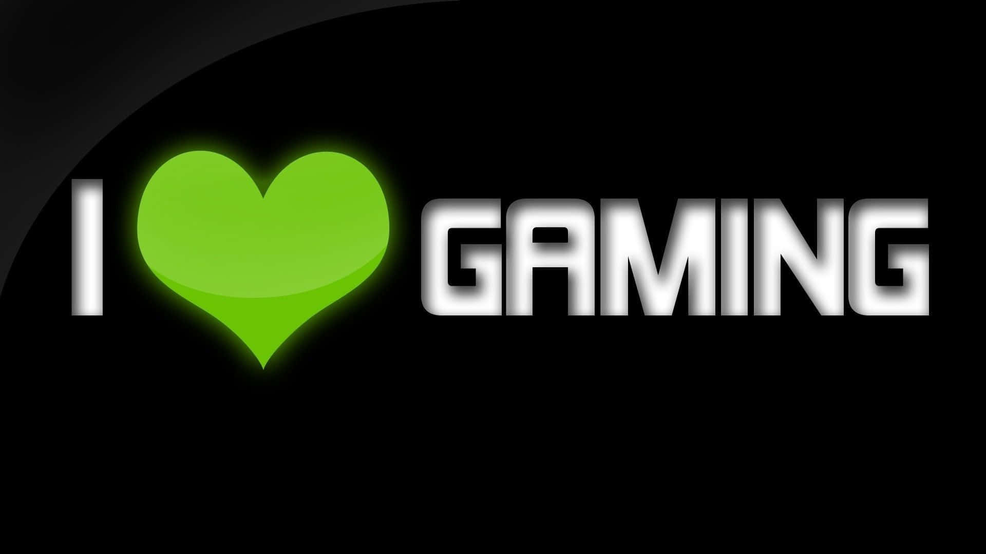 Pro Gamer, glowing green heart, I love gaming, Full HD Desktop Wallpaper