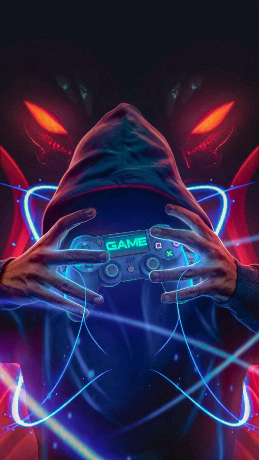 Pro Gamer, glowing game controller, neon energy, HD Phone Wallpaper