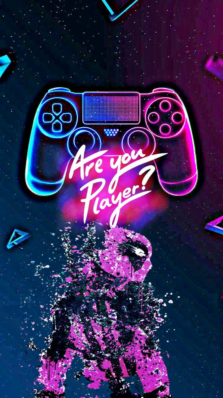 Pro Gamer, neon-lit gaming controller, cosmic backdrop, HD Phone Wallpaper