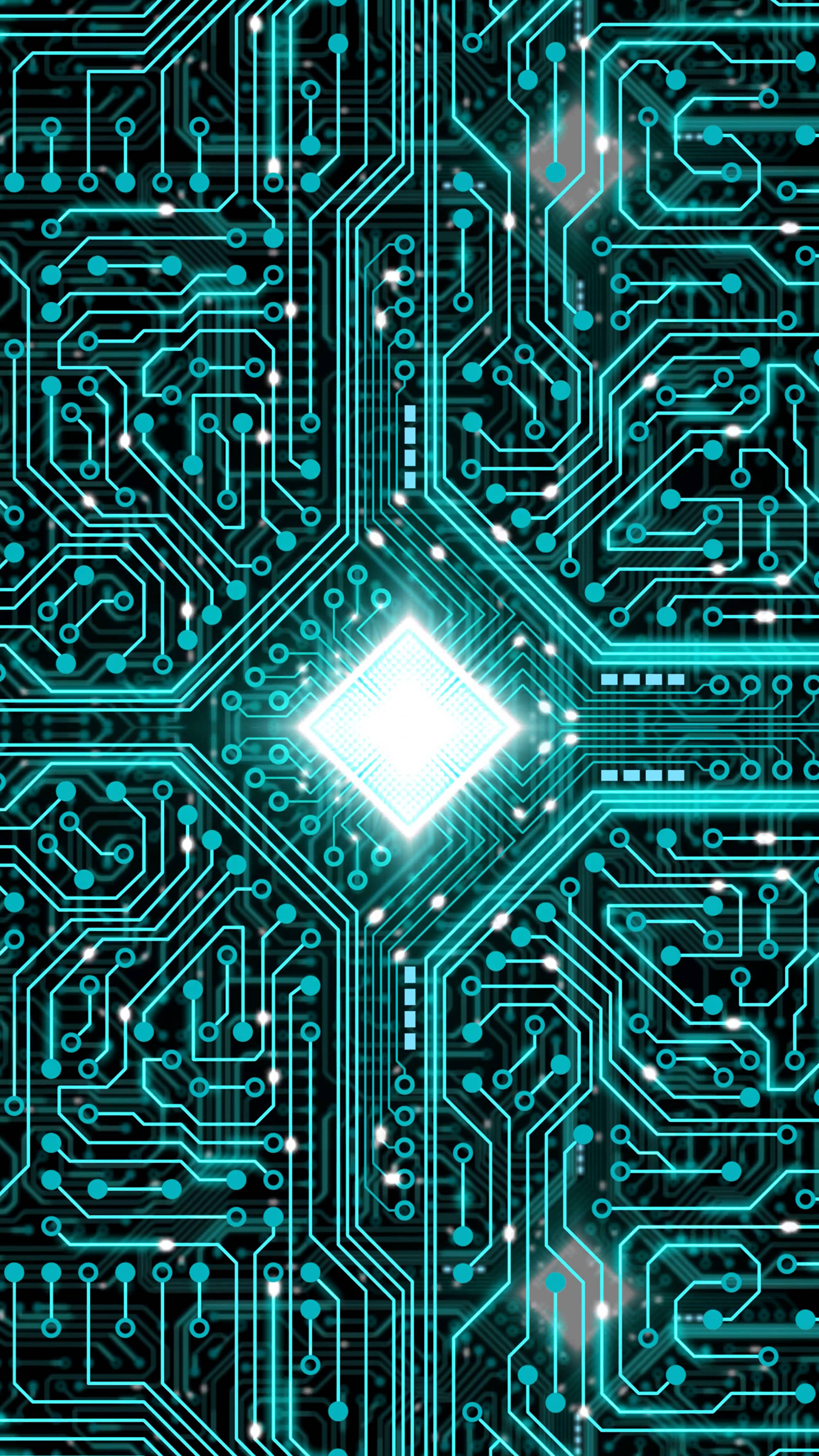 processor chip, teal glow, diamond-shaped processor, 5K Phone Wallpaper