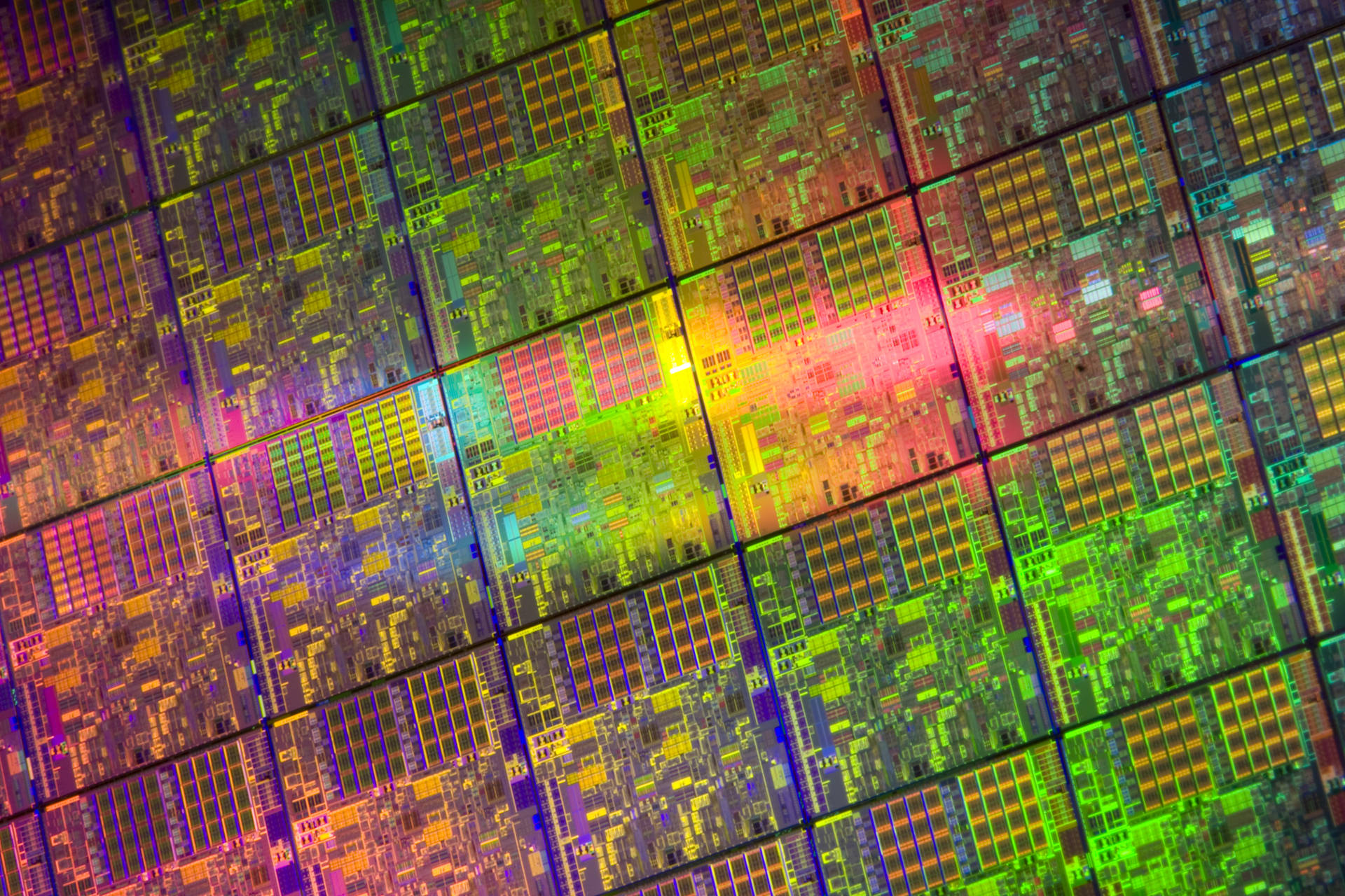 Processor, circuit pattern, neon green, Full HD Desktop Wallpaper