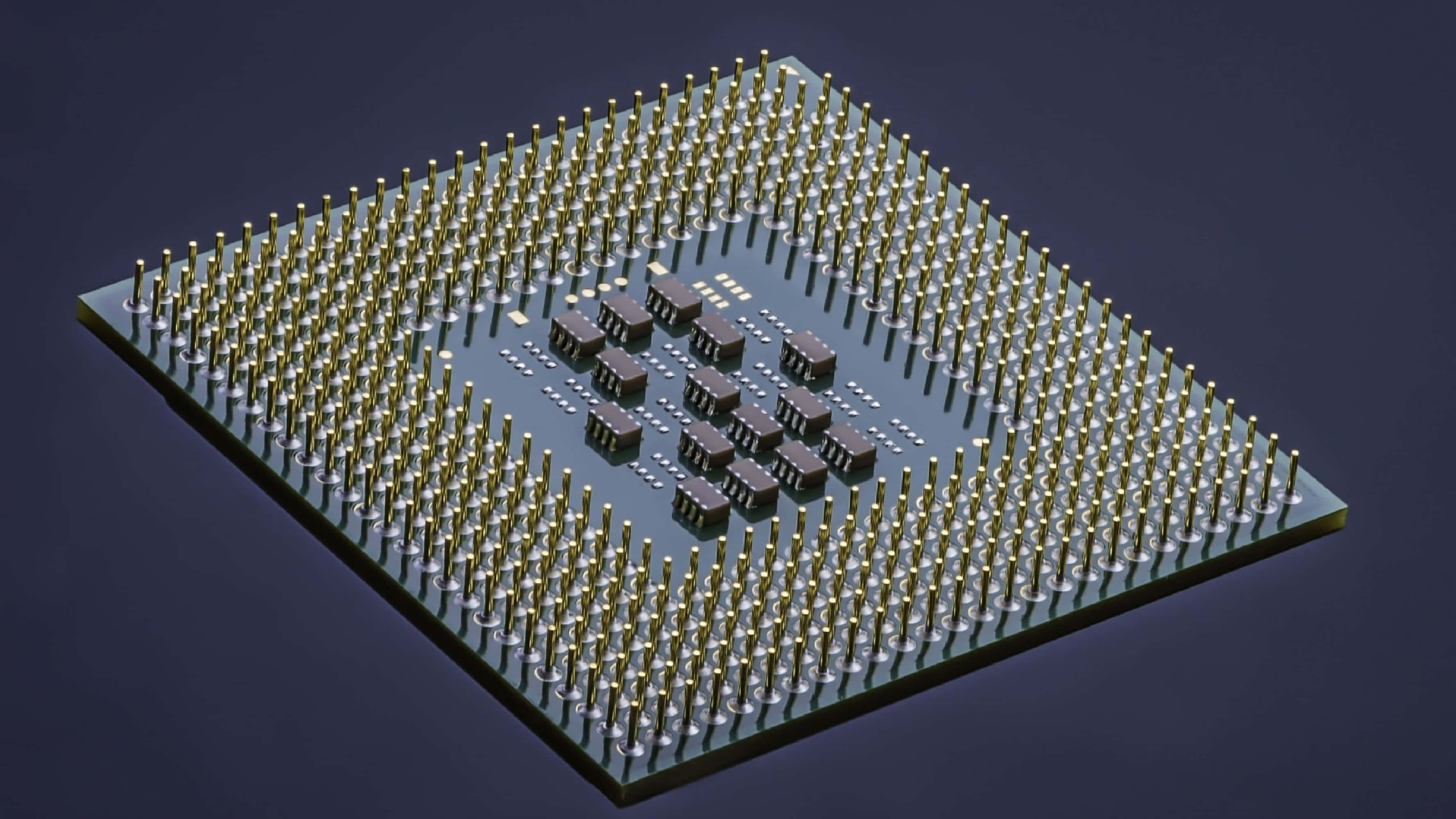 4K Processor, microchip, gold pins, 2K Desktop Wallpaper