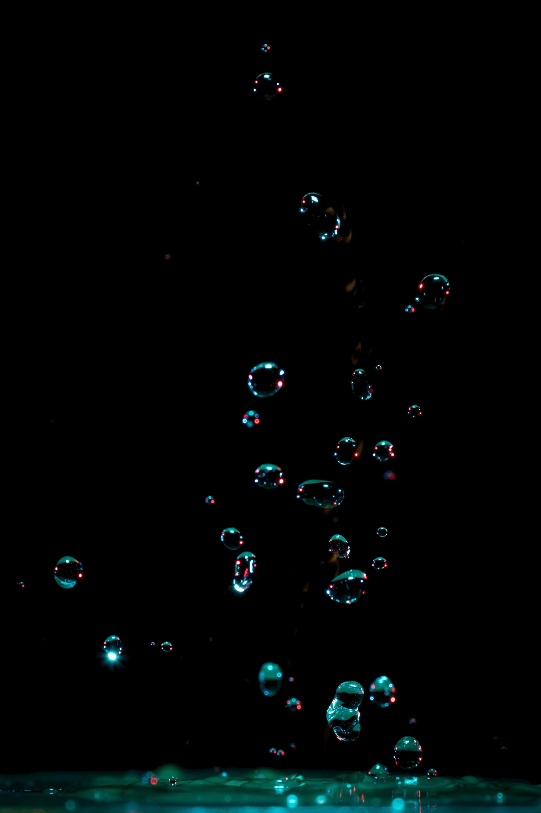 Professional iPhone, teal, water droplets, 2K Phone Wallpaper