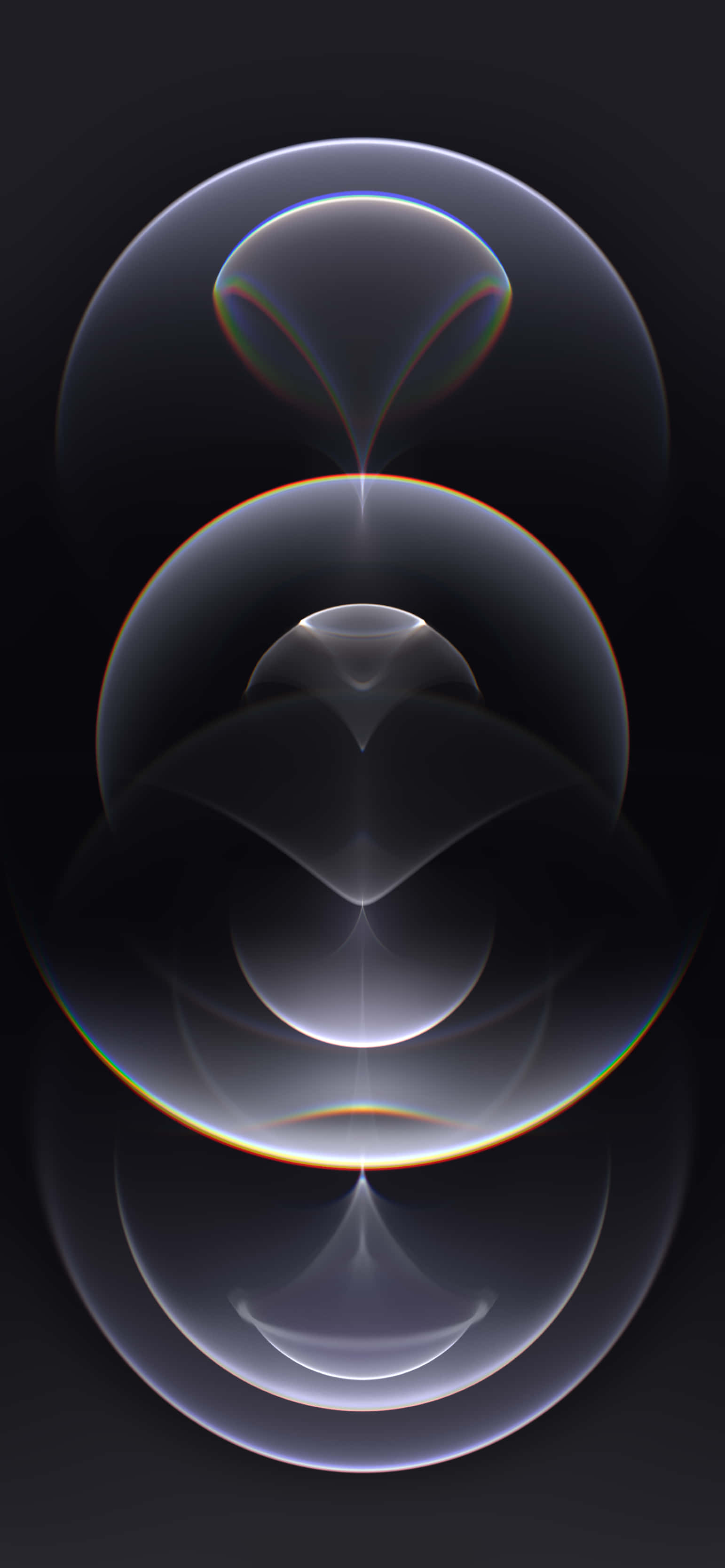 Professional iPhone, glowing translucent orbs, rainbow halos, 2K Phone Wallpaper