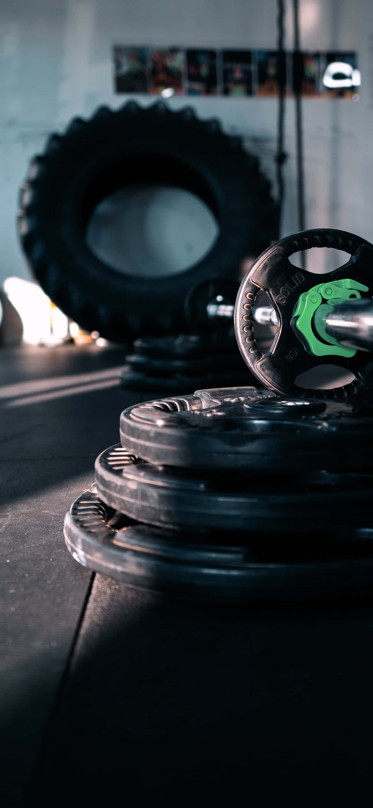 gym, weight plates, barbell, 2K Phone Wallpaper