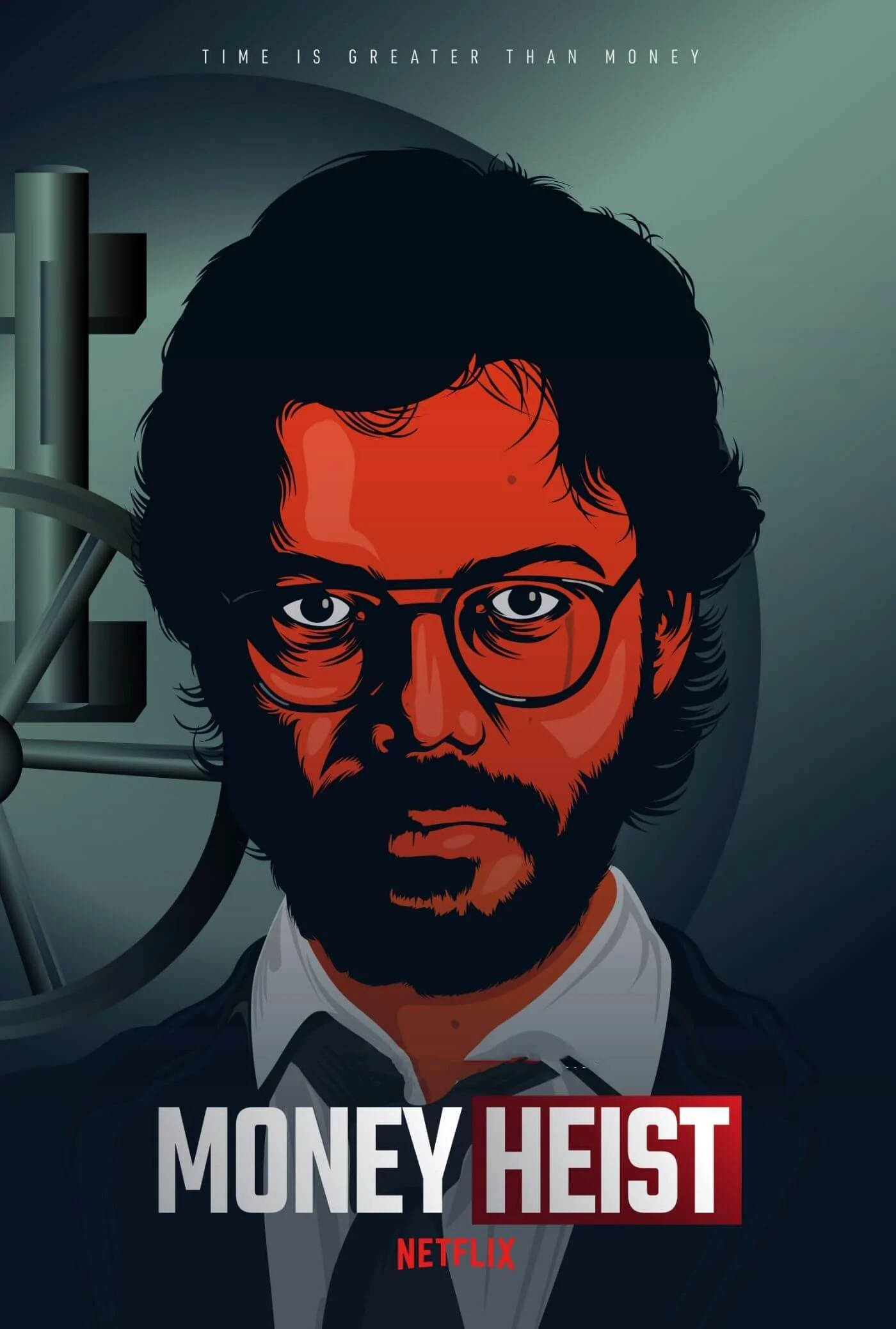 Professor Money Heist, red face, glasses, Full HD Phone Wallpaper