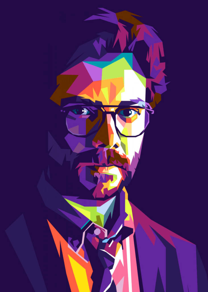 Professor Money Heist, 4K Polygon Art, man with glasses and beard, SD Phone Wallpaper