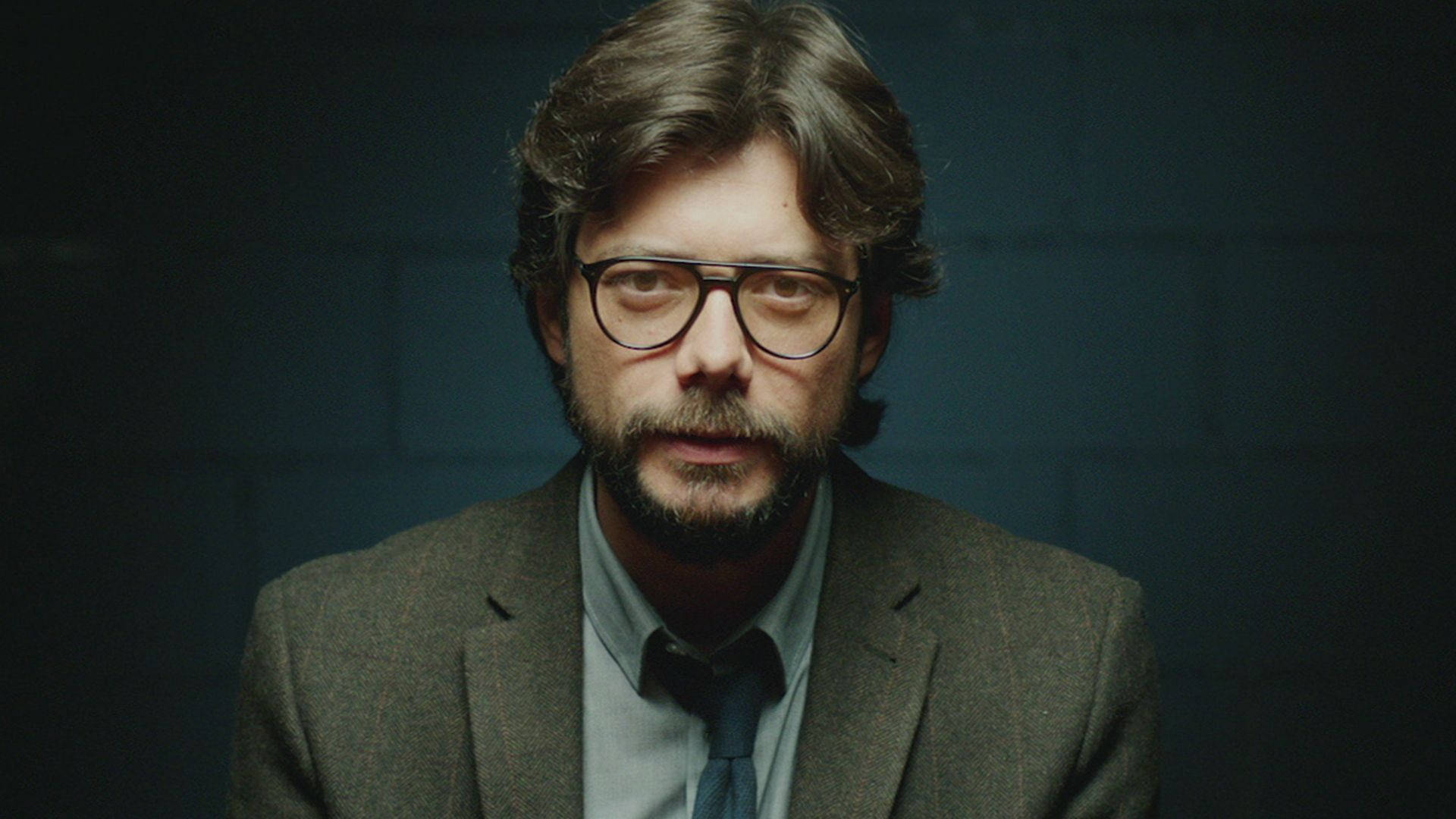 Professor money heist, glasses, beard, Full HD Desktop Wallpaper
