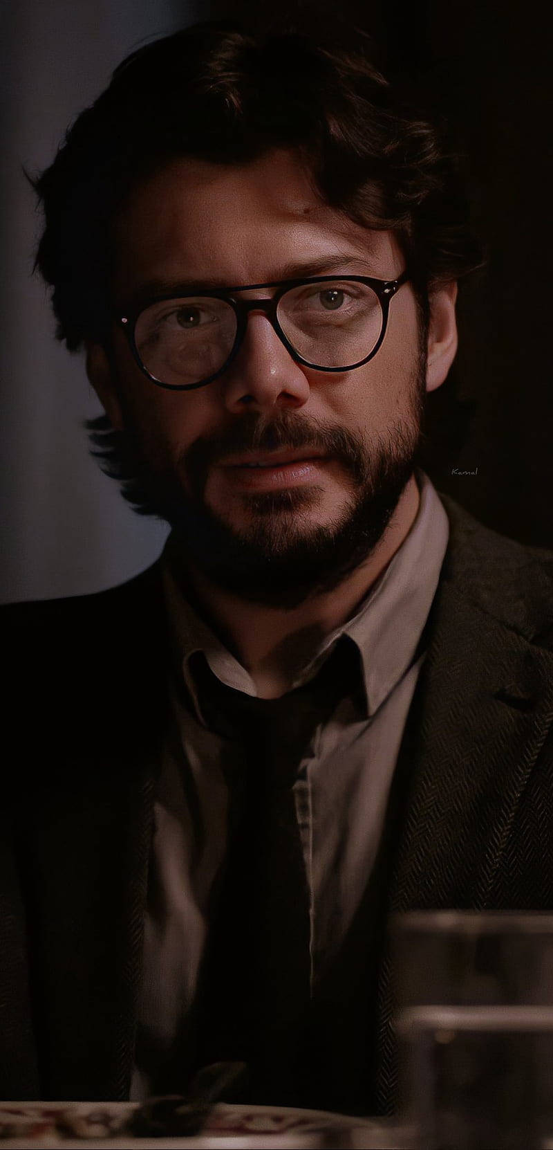 Professor Money Heist, glasses, beard, HD Phone Wallpaper