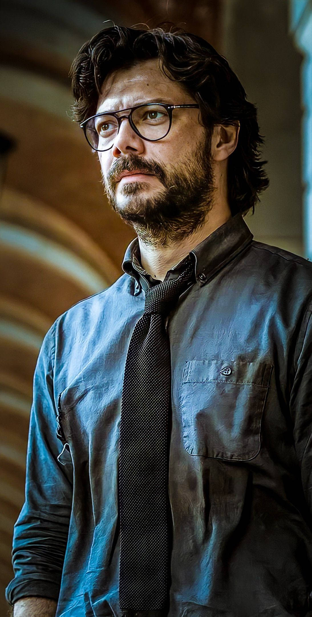 Professor, Money Heist, blue shirt, Full HD Phone Wallpaper
