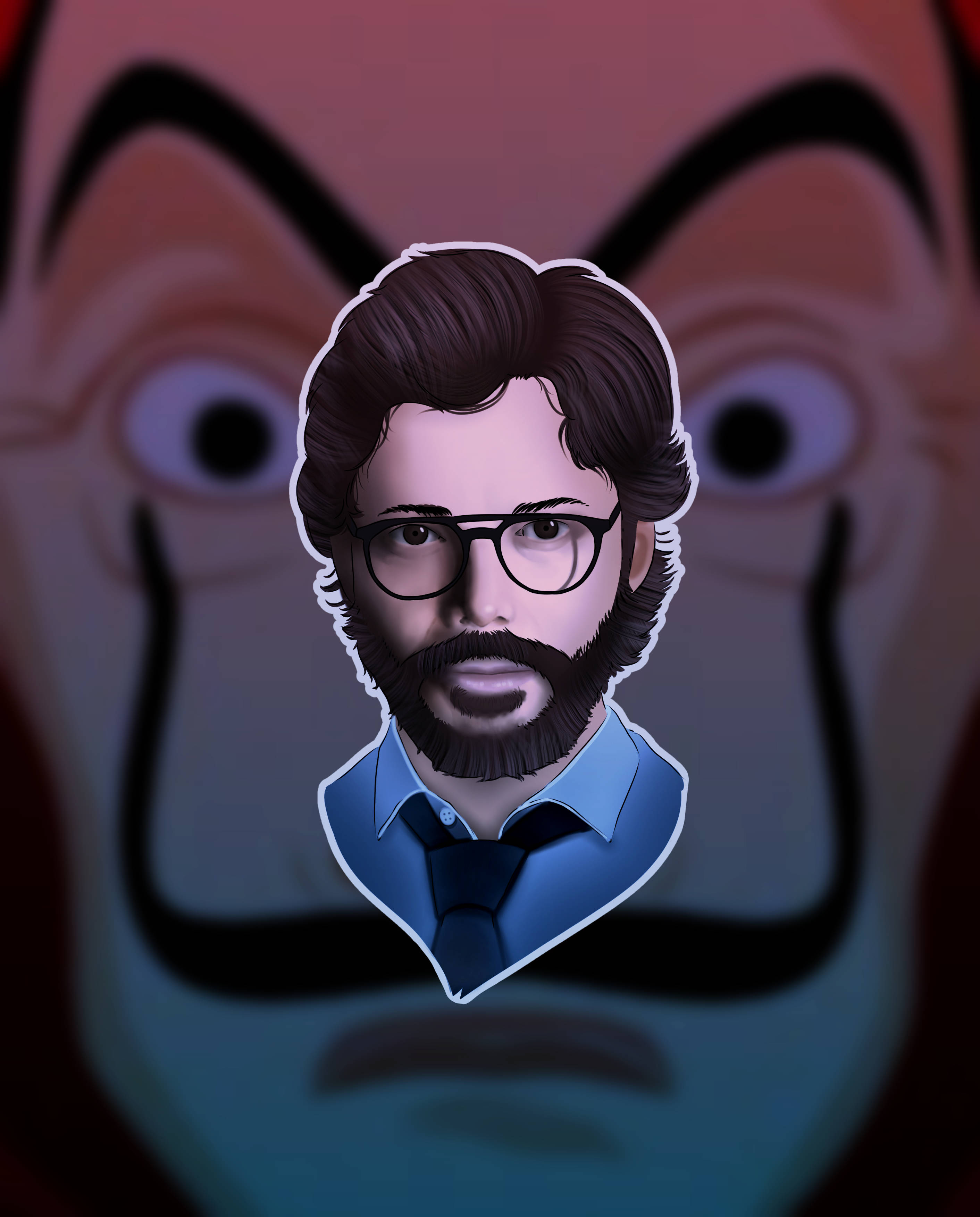 The Professor, Money Heist, blue shirt, 2K Phone Wallpaper